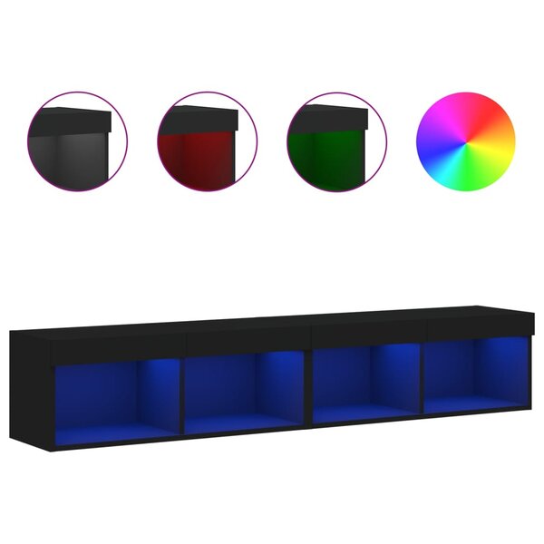 vidaXL Meubles TV avec lumières LED 2 Pièces noir 80x30x30 cm