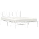 vidaXL Cadre de lit métal avec tête de lit blanc 135x190 cm