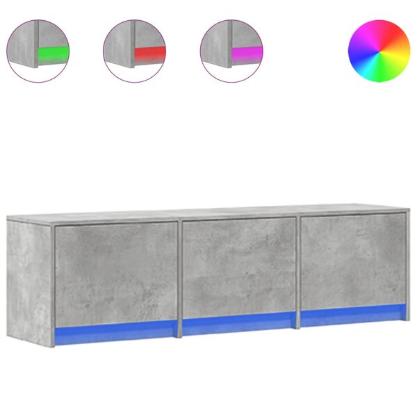 vidaXL Meuble TV avec LED gris béton 140x34x40 cm bois d'ingénierie