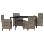 vidaXL Ensemble de 5 Chaises de Jardin avec Coussins Gris Rotin Synthétique