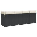 vidaXL Canapé de jardin avec coussins 4 places noir résine tressée