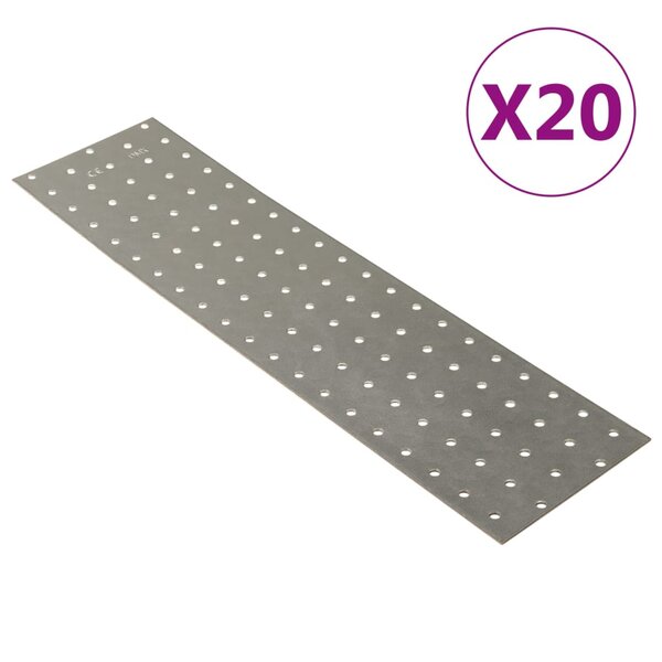 vidaXL Plaques perforées 20 Pièces 2 mm 400x100 mm acier galvanisé