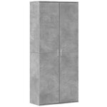 vidaXL Buffet haut gris béton 80x35x180 cm bois d'ingénierie