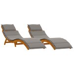 Chaises longues vidaXL avec coussins (2 Pièces) - Gris foncé  en bois d'acacia massif
