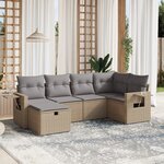 vidaXL Salon de jardin avec coussins 6Pièces mélange beige résine tressée