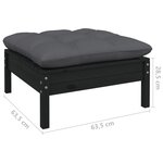 vidaXL Salon de jardin 13 Pièces avec coussins Noir Bois de pin solide