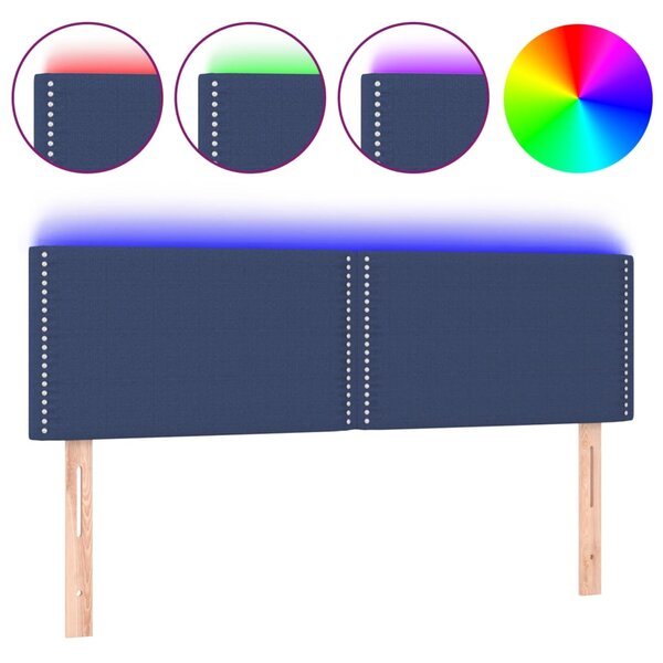 vidaXL Tête de lit à LED Bleu 144x5x78/88 cm Tissu