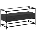 vidaXL Meuble TV et dessus en verre noir 80x35x51 cm bois d'ingénierie