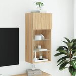 vidaXL Meuble TV avec lumières LED chêne sonoma 40 5x30x90 cm