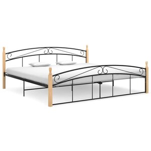 vidaXL Cadre de lit sans matelas noir métal bois chêne 200x200 cm
