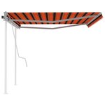 vidaXL Auvent manuel rétractable avec poteaux 4 5x3 m Orange et marron
