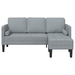 Canapé 3 places L gris clair 160 cm en tissu