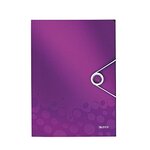 Chemise WOW 3 rabats à élastique polypro 150 feuilles A4 Violet Métalisé LEITZ