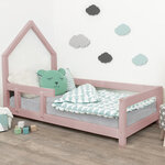 Lit cabane enfant POPPI 120 x 190 rose pastel 2