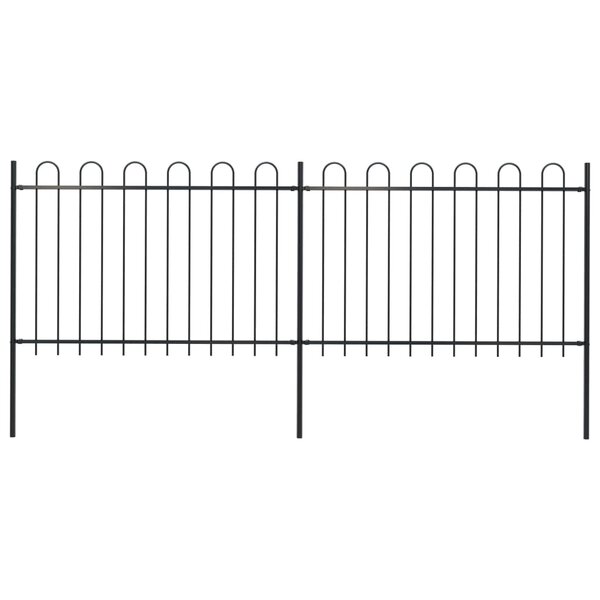 vidaXL Clôture de jardin avec dessus en cerceau Acier 3 4 x 1 2 m Noir