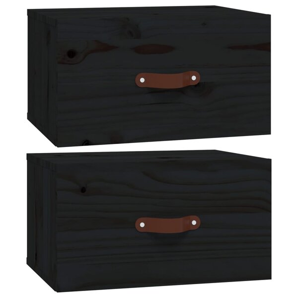 vidaXL Tables de chevet murales 2 Pièces Noir 40x29 5x22 cm