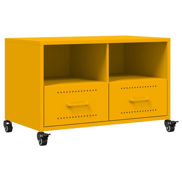 vidaXL Meuble TV jaune moutarde 68x39x43 5 cm acier laminé à froid