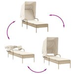 vidaXL Chaise longue avec auvent et table beige résine tressée