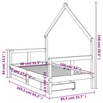 vidaXL Cadre de lit pour enfant et tiroirs 80x160cm bois de pin massif