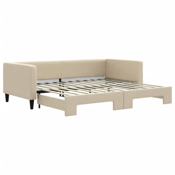 vidaXL Lit de jour avec lit gigogne crème 90x200 cm tissu