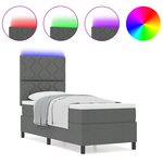 vidaXL Lit avec Sommier et Matelas & LED Gris Foncé 80x200 cm Tissu