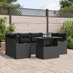 vidaXL Ensemble de canapé de jardin 7 pièces avec coussins Rattan poly noir