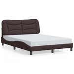 vidaXL Cadre de lit avec LED sans matelas marron foncé 120x200cm tissu