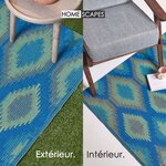 Tapis extérieur terrasse réversible - Tapis de jardin imperméable et résistant UV - Amber - Bleu - 120x180 cm - HOMESCAPES