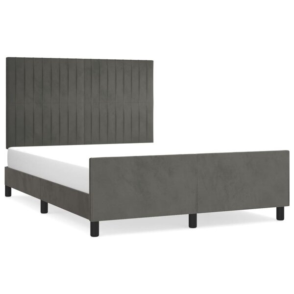 vidaXL Cadre de lit avec tête de lit Gris foncé 140x190 cm Velours