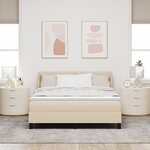 Lit à Ressorts vidaXL avec Matelas Crème 160x200 cm Tissu
