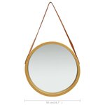 vidaXL Miroir mural avec sangle 50 cm Doré