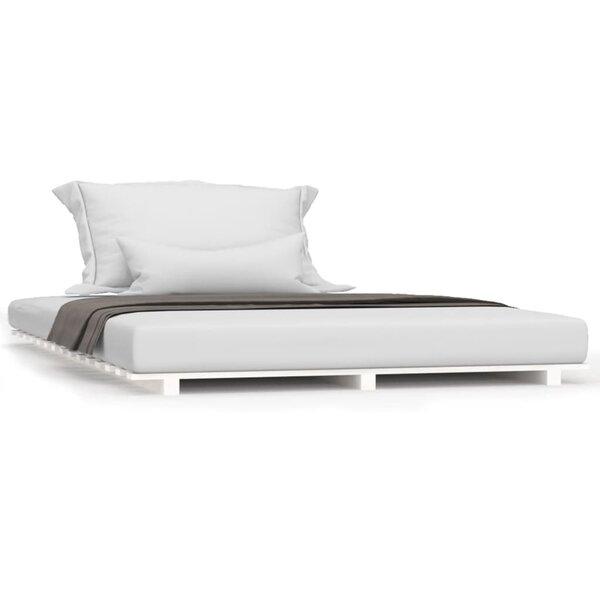 vidaXL Cadre de lit blanc 140x190 cm bois de pin massif