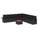 vidaXL Salon de jardin 10 Pièces avec coussins noir résine tressée