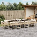 vidaXL Ensemble à manger de jardin et coussins 17 Pièces beige
