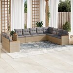 vidaXL Salon de jardin avec coussins 10 Pièces beige résine tressée