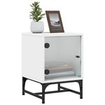 vidaXL Table de chevet avec porte en verre blanc 35x37x50 cm