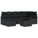 vidaXL Ensemble de 7 pièces Canapé de jardin avec coussins Noir Poly Rattan