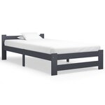 vidaXL Cadre de lit Gris foncé Bois de pin massif 90x200 cm