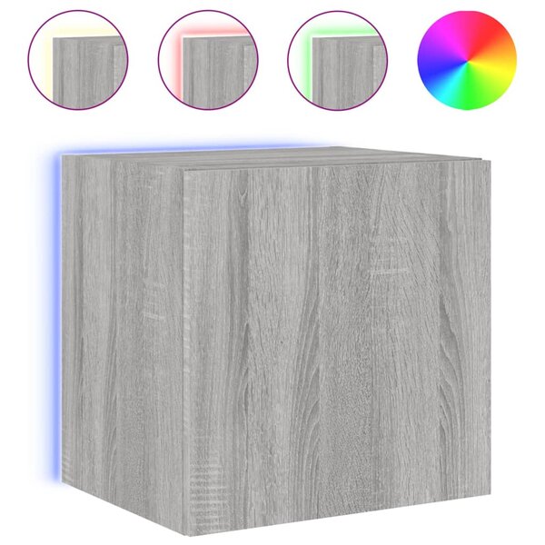 vidaXL Meuble TV mural avec lumières LED sonoma gris 40 5x35x40 cm