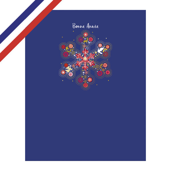 Carte double bonne année flocon de neige
