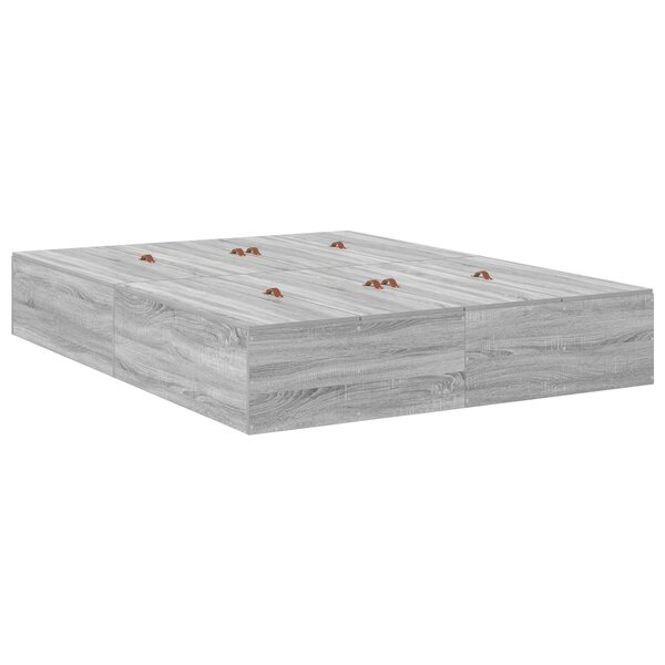 vidaXL Cadre de lit de rangement Gris Sonoma 140x200 cm