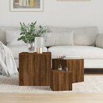 vidaXL Tables d'appoint 3 Pièces Chêne marron Bois d'ingénierie