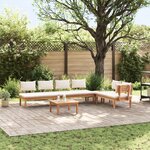 Ensemble de salle à manger de jardin 5 pièces vidaXL avec coussins en bois massif Teck