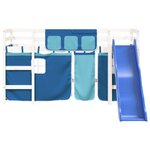 vidaXL Lit mezzanine enfants et rideaux bleu 90x190cm bois pin massif