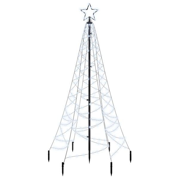 vidaXL Sapin de Noël avec piquet Blanc froid 200 LED 180 cm