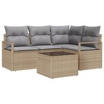 vidaXL Ensemble de Canapés de Jardin 5 Pièces avec Coussins en Rattan Poly Noir