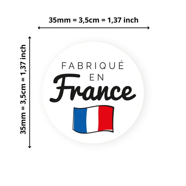 140 Etiquettes Fabriqué en France Rondes Autocollantes - Ø 35 mm - Papier Recyclé - Fabriqué en France - 4 Planches A4 de Stickers Fabrication Française pour entrepreneurs  smallbusiness  produits fabriqués en France.