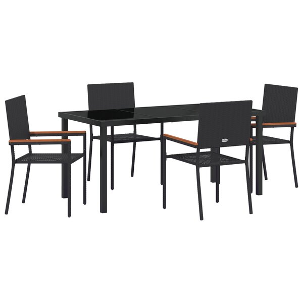 vidaXL Ensemble de salle à manger 5 pièces Noir Poly Rattan