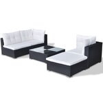 vidaXL Salon de jardin 5 Pièces avec coussins résine tressée noir