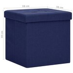 vidaXL Tabourets de rangement pliables lot de 2 bleu faux lin